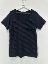 Virtu Top Women XXS Black Scoop Neck Viscose Blend Stretch Casual Party Work