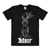 100% Baumwolle Logoshirt® Easy Fit Asterix Sketch T-Shirt (Schwarz) - L
