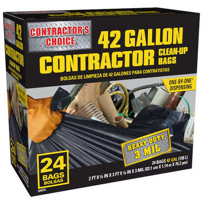Contractor's Choice 24-Count 42-Gallon Outdoor Clean Up Construction Trash Bags