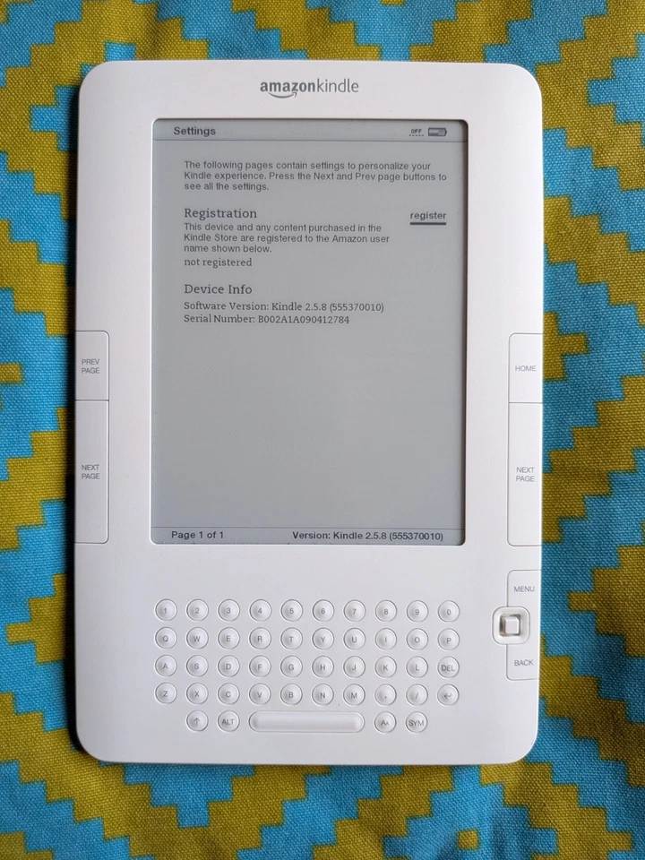 Amazon Kindle D00511 Vintage E-Reader. 2GB. Kindle 2, White, 2nd generation - Image 3 of 4