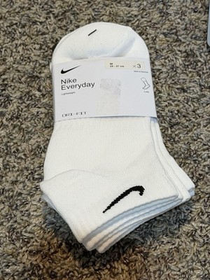 Nike Everyday Plus Lightweight Crew Socks Unisex White, Size Medium, 3-Pack