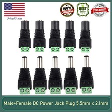 10set DC Power 5.5x2.1mm Male Female Plug Jack Connector Cable Socket CCTV