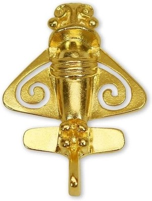 Quimbaya Flyer Pin 24K Gold Finish Pre-Columbian Ancient Alien Artifact Lapel