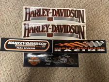 Lot of 5 Vintage Harley Davidson Racing Stickers Window Motorcycle