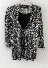 Notations Women's Blouse Size XL Black And White Pattern