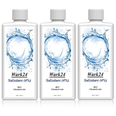 Wark24 Salzsäure (4%) 1L zur Entfernung von Kalk, Rost und Ablagerung (3er Pack)