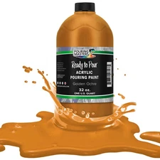 Pouring Masters Golden Ochre 32-Ounce (Quart) Water-Based Acrylic Pouring Paint