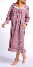 Eileen West Red/White Ditsy Long Sleeve 100 Cotton Lawn Ballet Nightgown Gown M