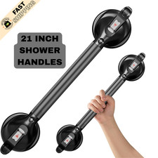 21in Suction Shower Grab Bar Handle 300lb Safety Support for Seniors Black Pack1