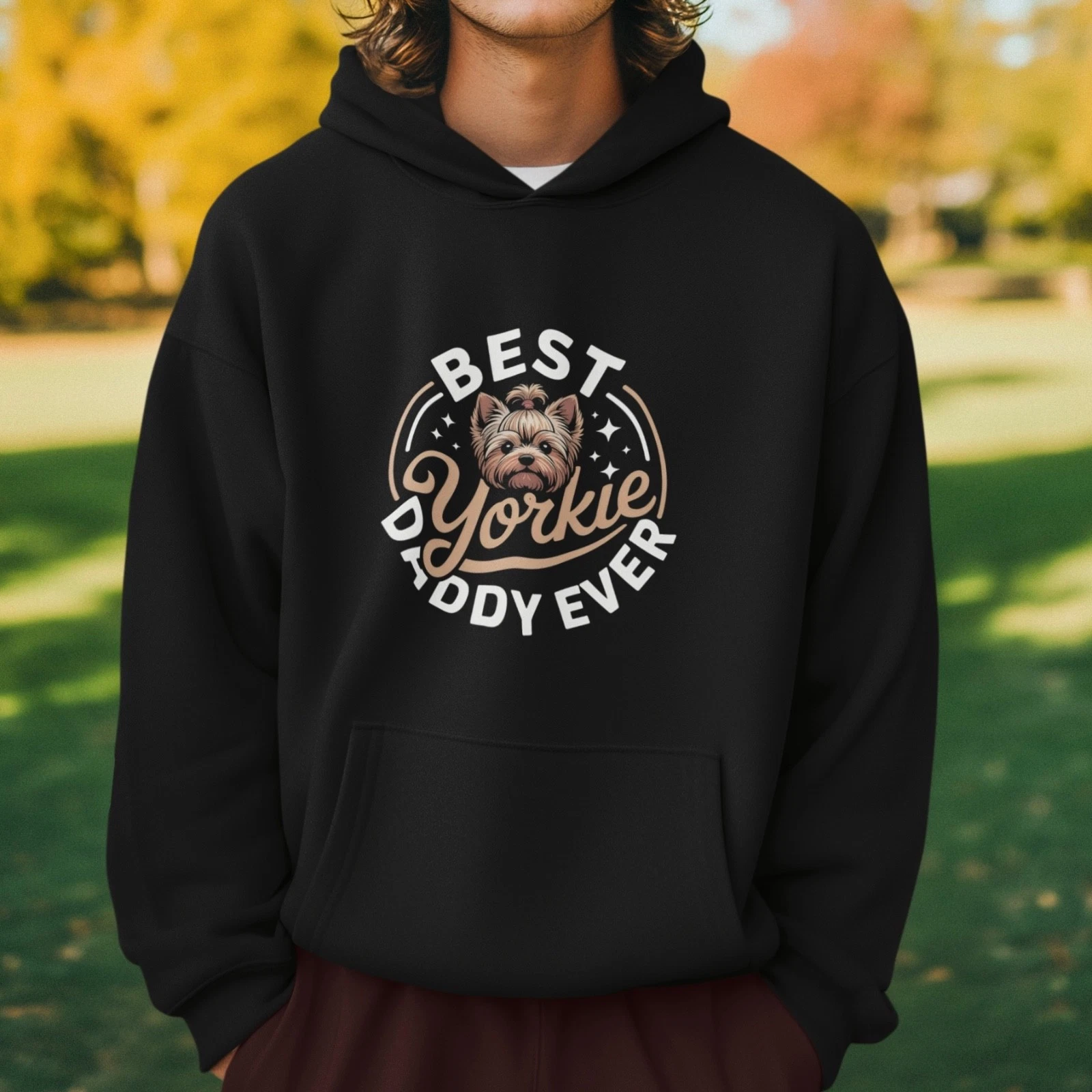 Best Yorkie Daddy Ever Hoodie Funny Dog Lover Pullover Sweatshirt Gift