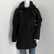 Claudie Pierlot Women's Georgia Peacoat Size 36 4 S Black Wool Blend Hooded