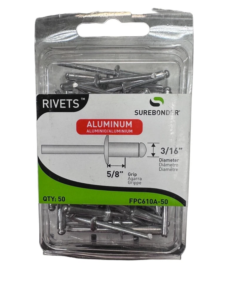 NUEVO Surebonder FPC610A-50, paquete de 50 remaches de aluminio (LOTE DE 3 PAQUETES) **OFERTA** Foto 2 de 2