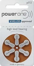 Hearing Aid Battery Powerone size 312 made in Germany Genuine 60 Batteries