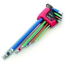 WIHA 9 Pc ErgoStar Colour Coded Ball End Hex Long Allen Key Set,1.5 - 10mm,41483