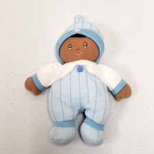 Baby Gund 8" Baby Boy Blue White Rattle Plush Doll 58072