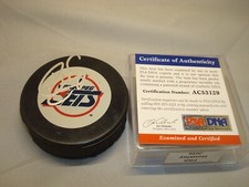 Phil Housley Signed Winnipeg Jets Hockey Puck Autographed PSA/DNA COA 1A
