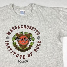 Vtg 90s Hard Rock Cafe Boston Graphic T Shirt Single Stitch Gray XL Made in USA