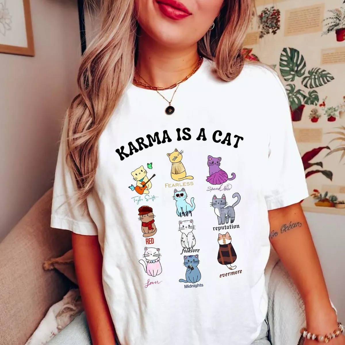 Karma Is A Cat Eras Tour Cats Tee Unisex TSwift Swiftie Taylor Shirt Kids  Adult