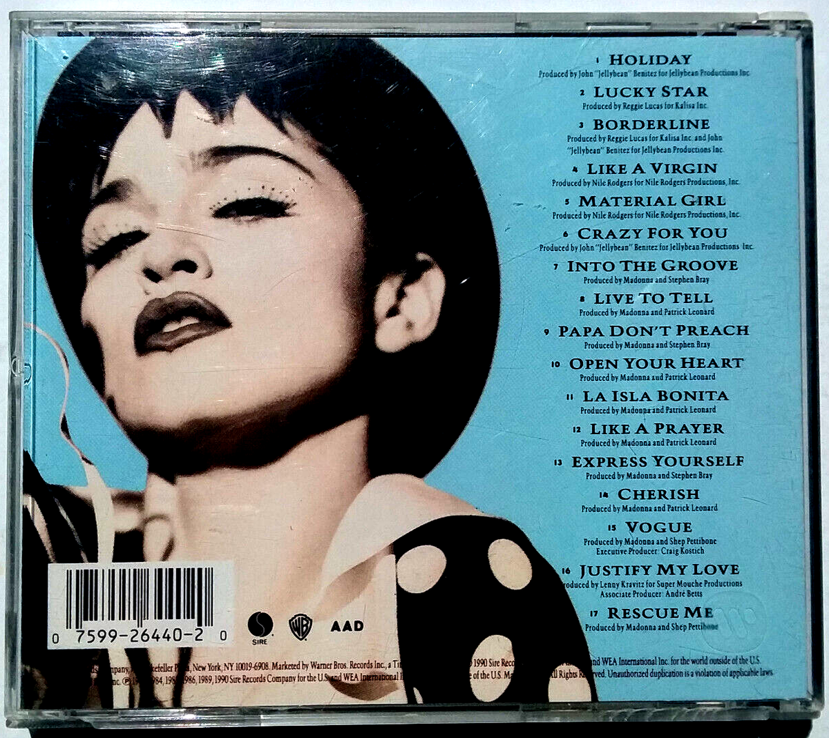 MADONNA - The Immaculate Collection - CD 1990 Compact Disc