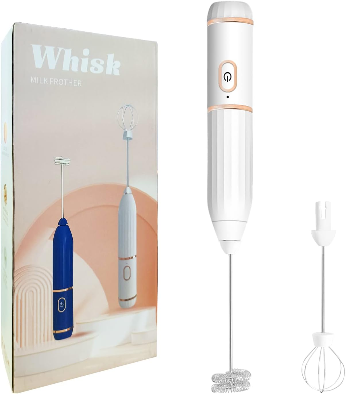 Milk Frother for Coffee Handheld Electric Rechargeable, Double Whisks 2 in 1 Han-image