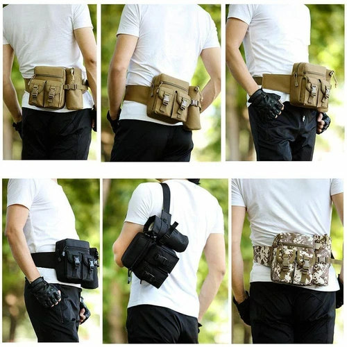 Tactical Waist Pack Tasche mit Trinkflaschentasche Halter Molle Bauchtasche Gürteltasche - Bild 4 von 13