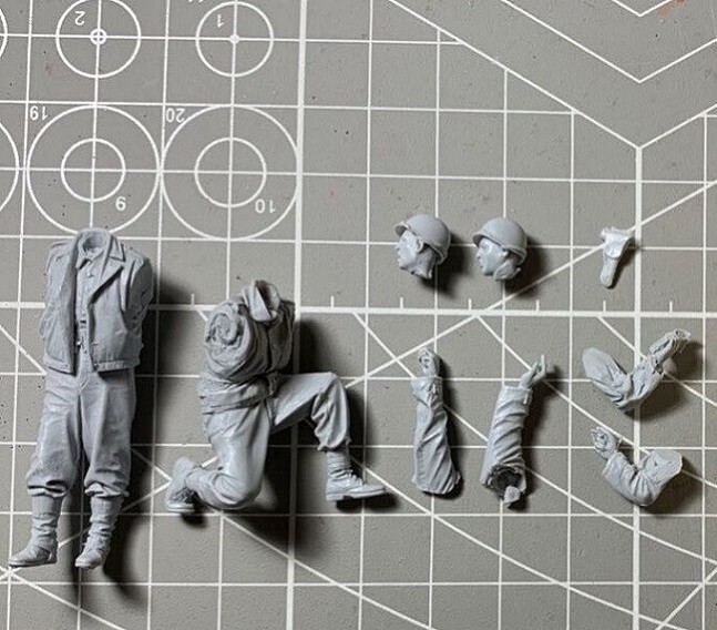Figurines Résine 1/35 Hobby Fan - équipage Char US WWII, 2 Soldats, Pour Maquettisme Militaire