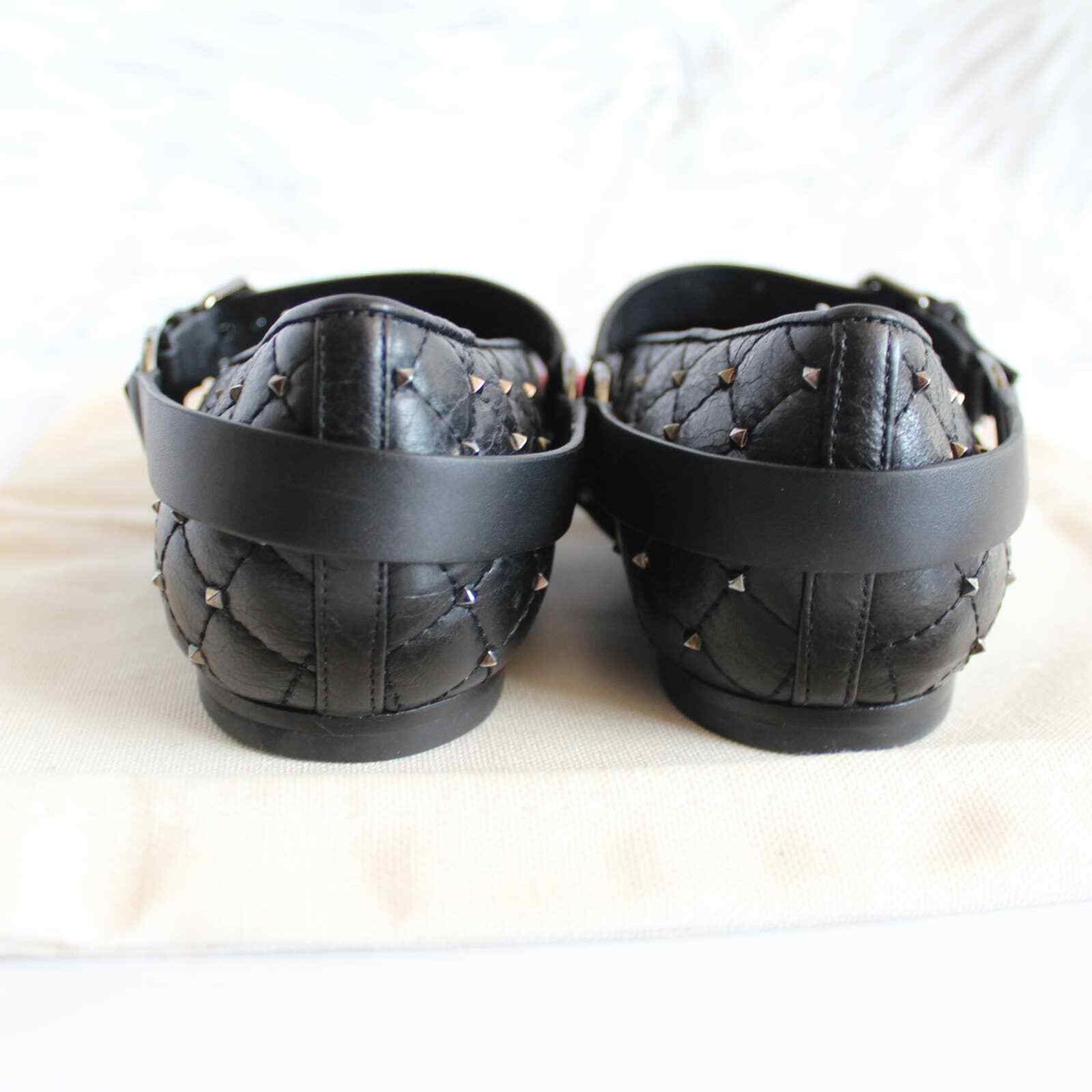 Valentino Black Silver Rockstud Quilted Spike Mary Jane