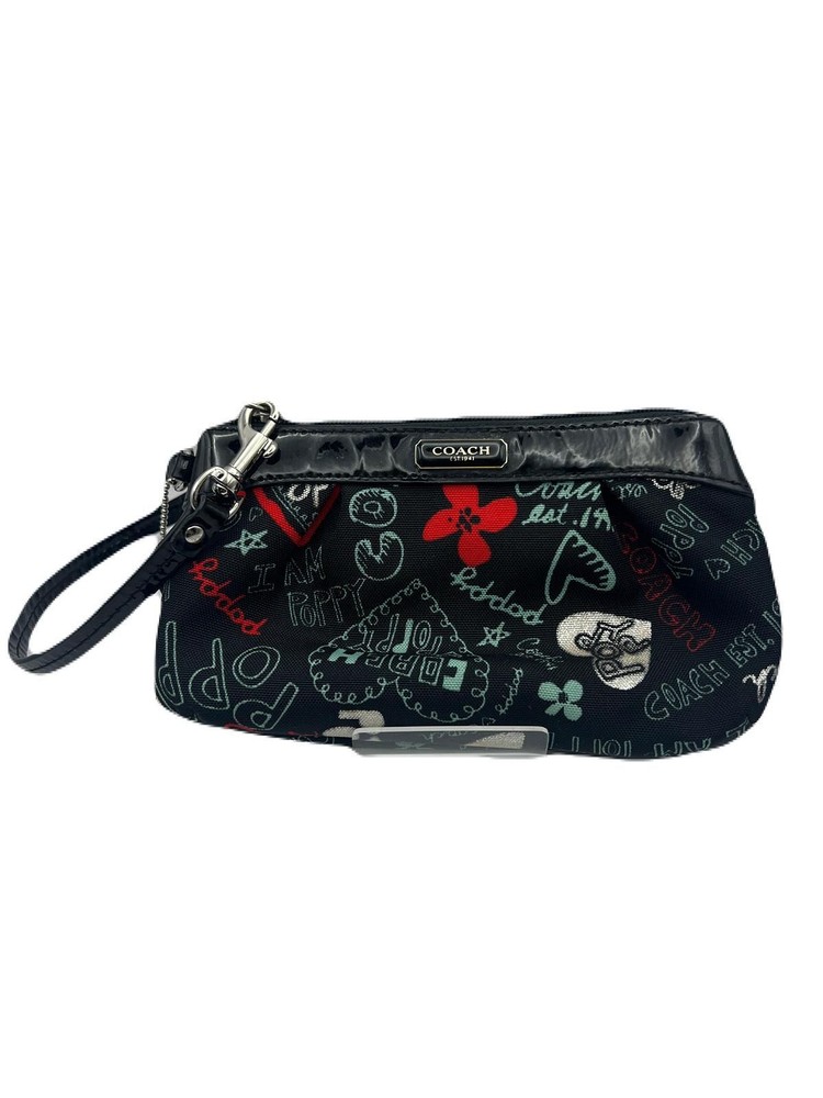 Coach Clutch Bag Nylon Black USED Y0315-81