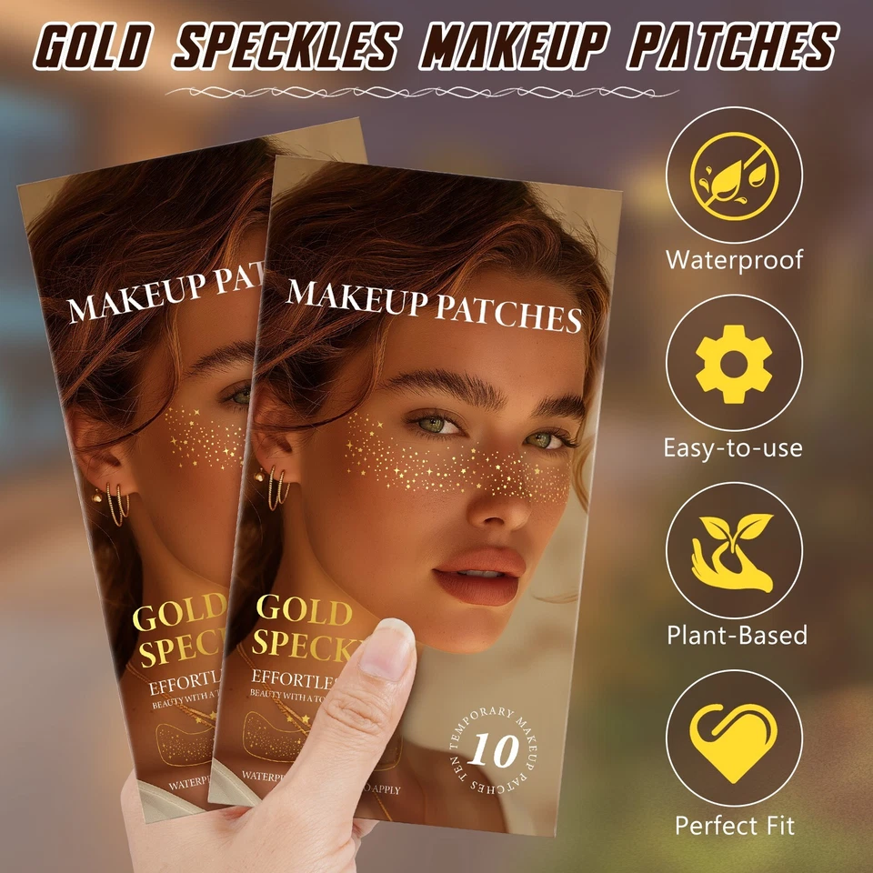 Glitter Freckles Face Tattoo - Gold - Glow Up Makeup Patches - Face Glitter Spec - Image 3 of 4