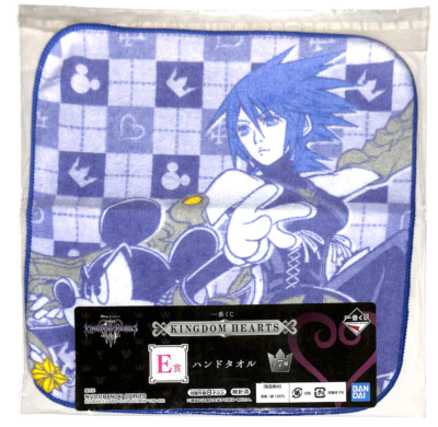 Kingdom Hearts Hand Towel Wash Cloth Aqua and Mickey Mouse Ichiban Kuji Prize E