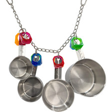 1410 Stainless Pot Delight - Handcrafted durable bird cage toy, Shiny pots