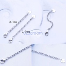 Sterling Silver Safety Chain Extender Necklace/Bracelet Extension Clip on Clasp