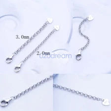Sterling Silver Safety Chain Extender Necklace/Bracelet Extension Clip on Clasp