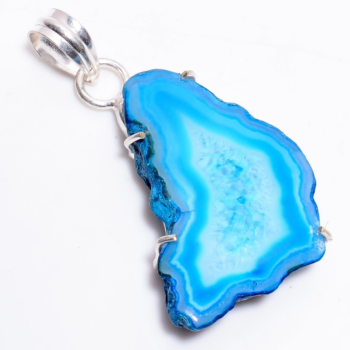 Blue Botswana Agate Gemstone Handmade Fashion Pendant 2.3