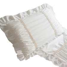 2PCS Pillow Cover Pillowcases Lace Ruffle Frill Sofa Bedding Home Decor White