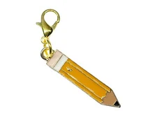 Pencil Charm Pendant Pen Paint School Artist 20mm Yellow