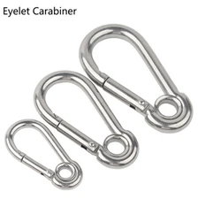 A2/A4 Stainless steel carabiner clip snap spring hook eyelet 40mm - 140mm marine