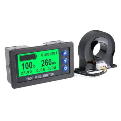 Battery Monitor Hall Coulomb Meter DC 9-100V 100A-400A AH Voltage Current Meter