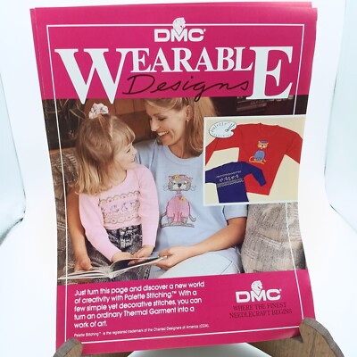 Vintage DMC Craft Pattern, Wearable Designs on Thermal, Palette Stitching with E