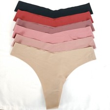 Seamless Thongs Womens Large Set of 6 No Show Stretch Panties Brief Underwear