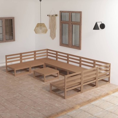 vidaXL 10-tlg. Garten-Lounge-Set Massives Kiefernholz