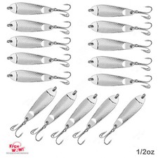 Qty 15 Fish WOW! 1/2oz Casting Jig Hammered spoons Silver 0.5oz Spoon Lures NEW