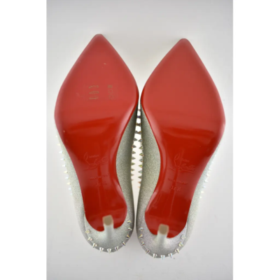 Christian Louboutin Anjalina 100 Silver AB Glitter Sunset Spike