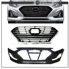 Front Bumper Cover And Front Grille Kit For Hyundai Sonata 2018 2019 SE SEL GL