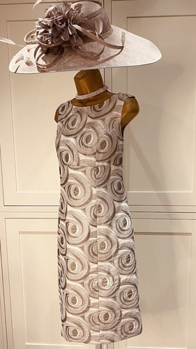 Phase Eight UK 14 Silver Grey Mix Swirl Print Satin Finish Shift Occasion Dress - Picture 8 of 11
