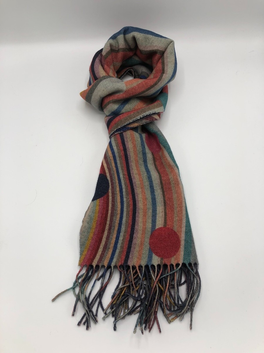 Paul Smith SWIRL Polka Dot Wool and Cashmere SCARF in bag