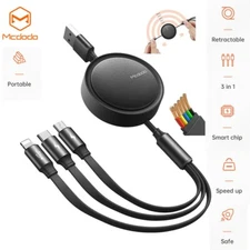 Mcdodo 3 In 1 USB Retractable Data Cable Fast Charger For iPhone Samsung Huawei