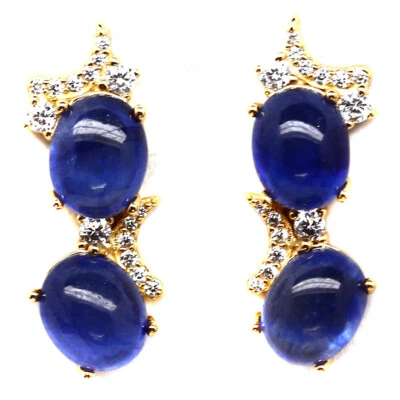 Heated Blue Sapphire Cubic Zirkonia Ohrstecker 925 Sterling Silber Lady - Bild 1 von 4