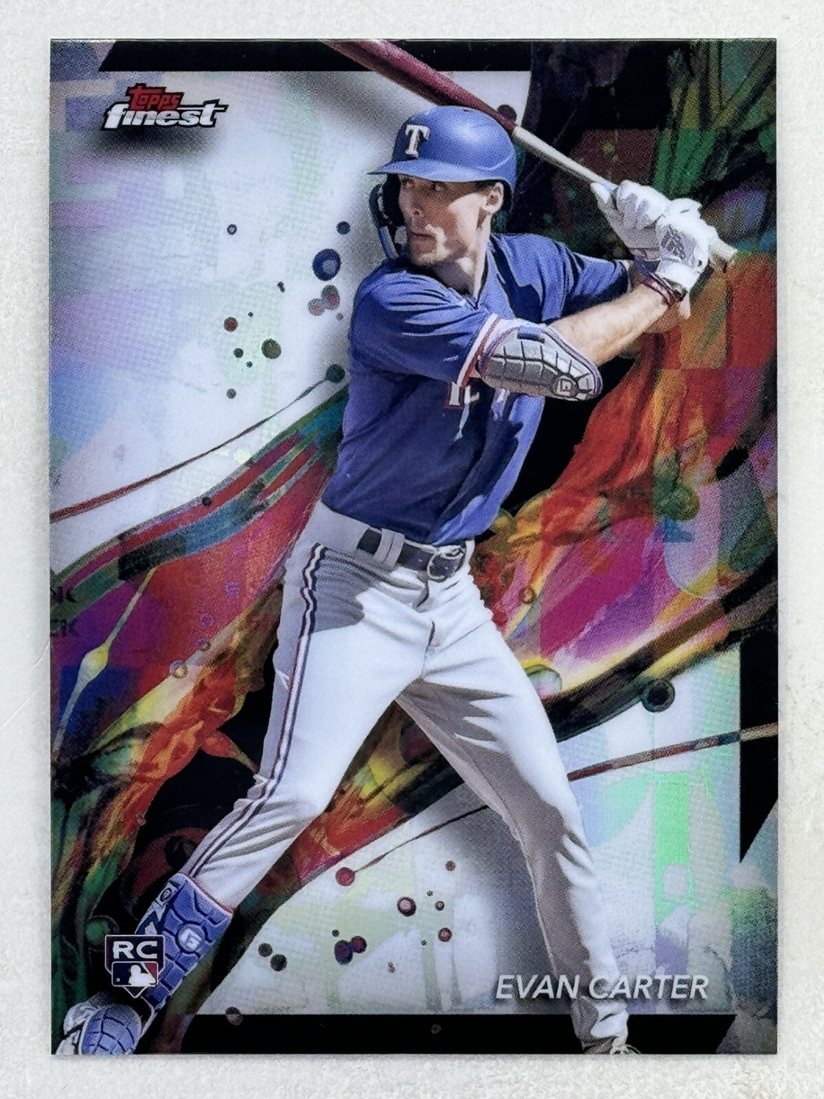 Evan Carter 2024 Topps Finest Common Refractor RC #62 MLB Texas Rangers Card