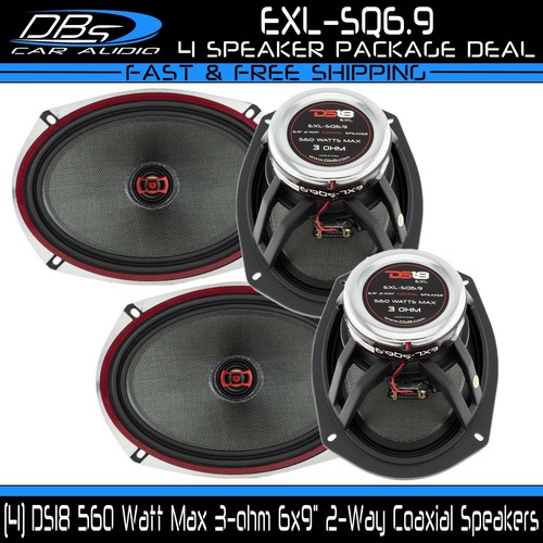 4 DS18 EXLSQ6.9 6x9" Coaxial Car Door Speaker 560 Watt 3 ohm 2way Neo